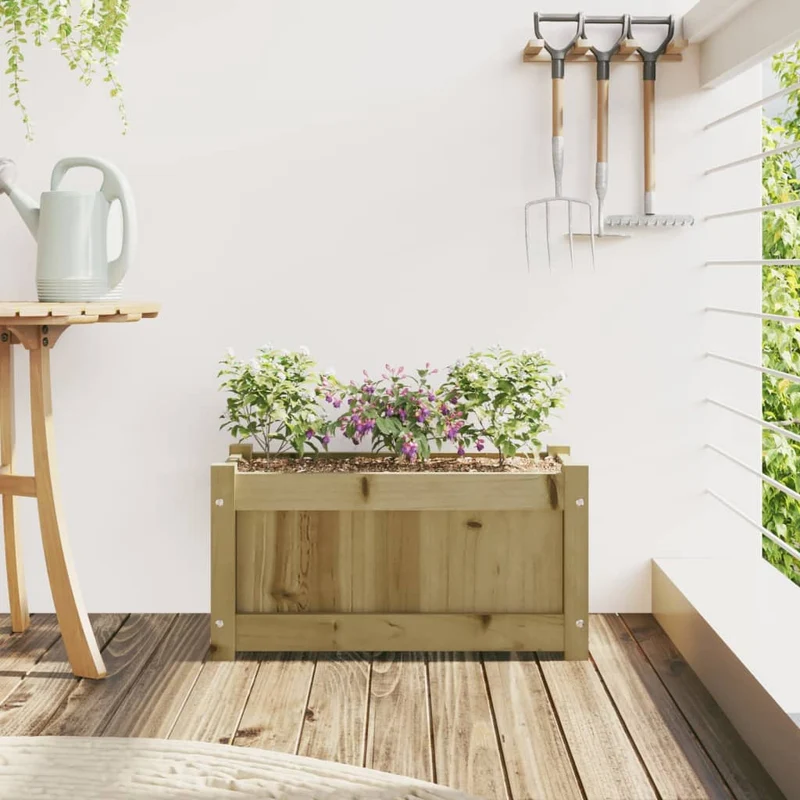 Jardinera De Madera De Pino Impregnada 60x31x31 Cm