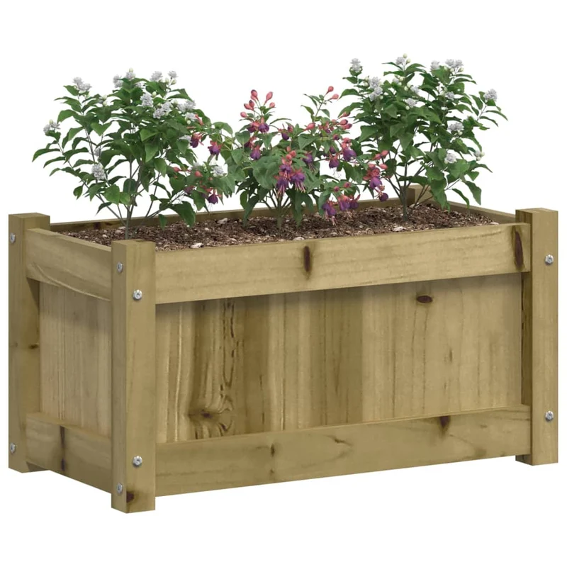 Jardinera De Madera De Pino Impregnada 60x31x31 Cm