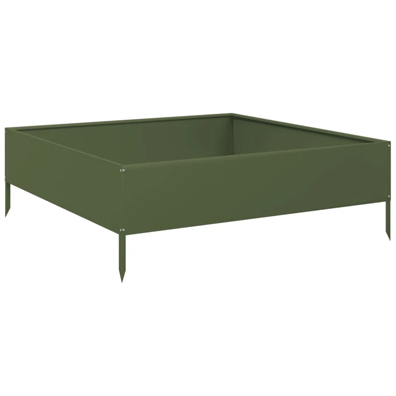 Arriate De Acero Verde Oliva 100x100x33,5 Cm