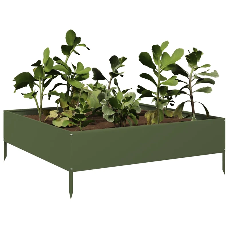Arriate De Acero Verde Oliva 100x100x33,5 Cm
