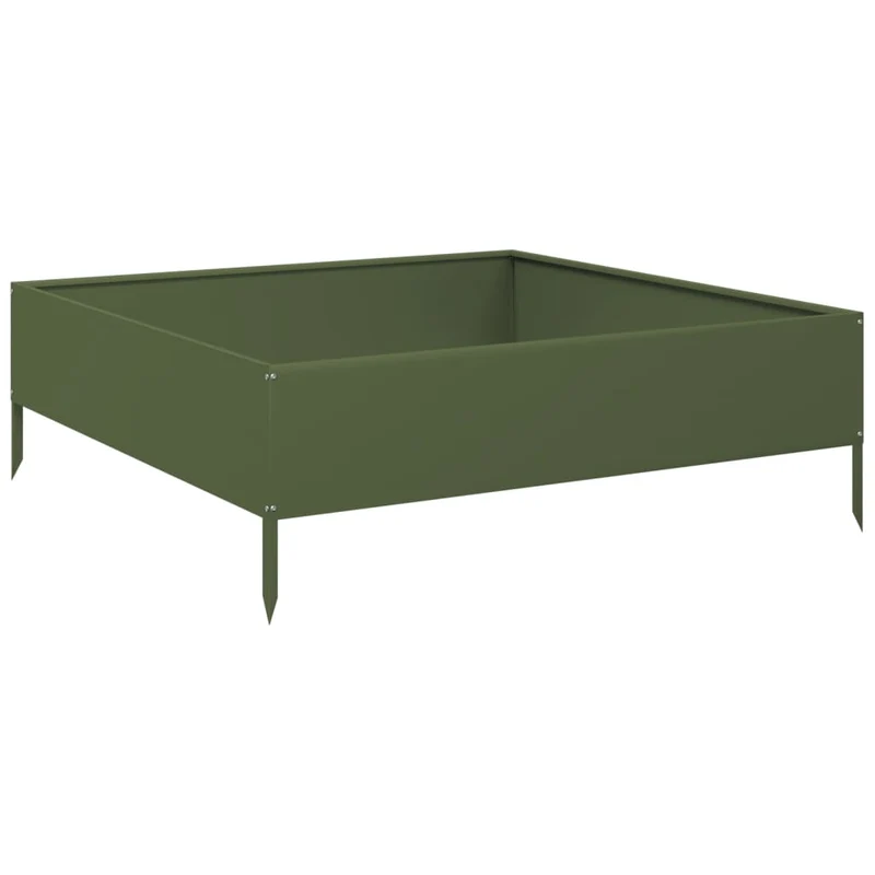 Arriate De Acero Verde Oliva 100x100x33,5 Cm