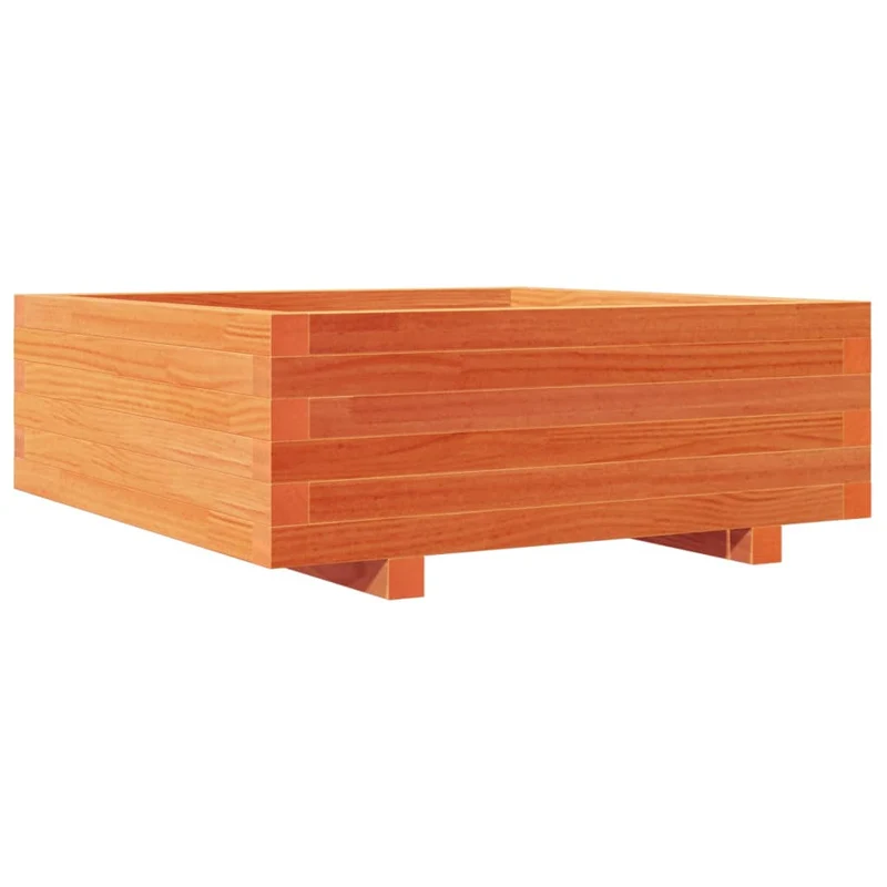 Jardinera De Madera Maciza De Pino Marrón Cera 70x70x26,5 Cm