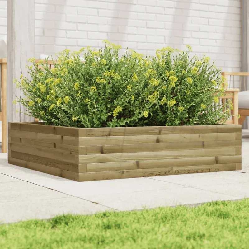 Jardinera De Madera De Pino Impregnada 90x90x23 Cm