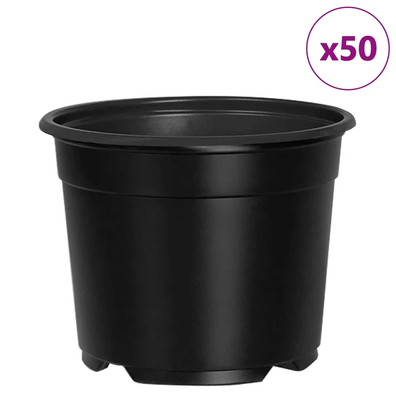 Maceta Redonda Para Flores 50 Uds. Negro Ø 10 X 8 Cm Plástico