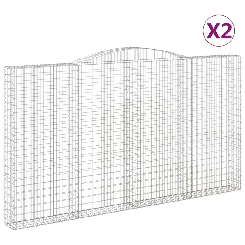 Cestas De Gaviones 2 Uds Forma De Arco Hierro 400x30x220/240 Cm