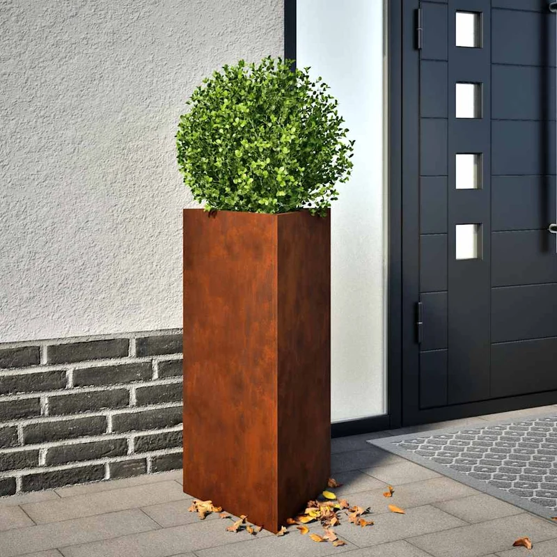 Jardineras Triangulares 2 Uds Acero Oxidado 40x34,5x75 Cm