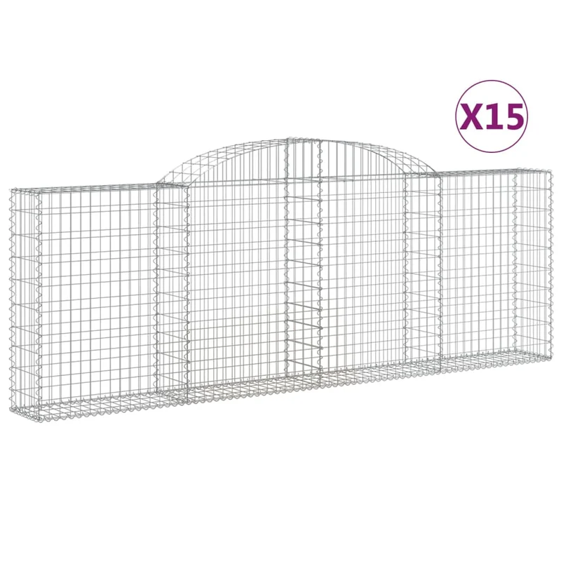 Cestas De Gaviones 15 Uds Forma Arco Hierro 300x30x100/120 Cm