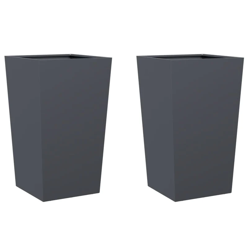 Jardineras 2 Uds Acero Gris Antracita 45x45x75 Cm