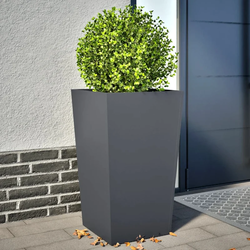 Jardineras 2 Uds Acero Gris Antracita 45x45x75 Cm