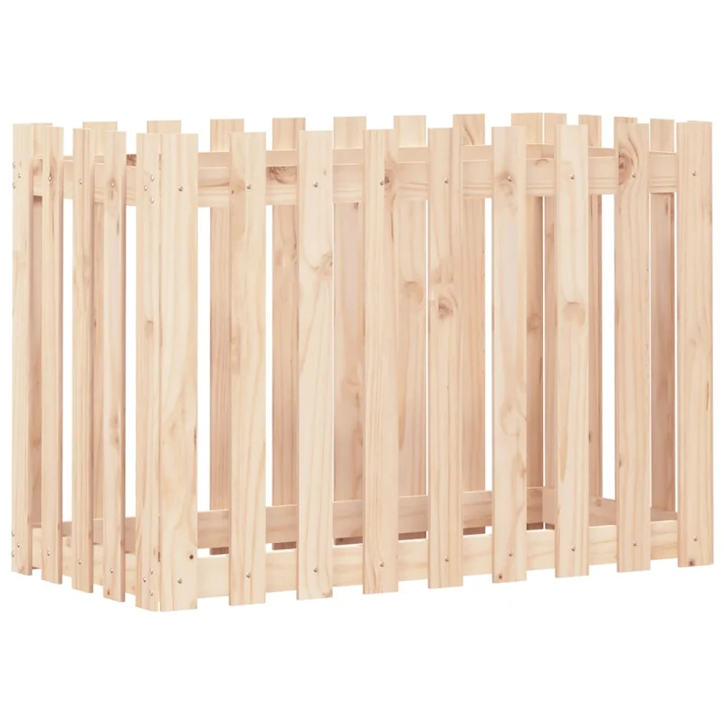 Arriate Elevado Jardín Con Valla Madera Maciza Pino 100x50x70cm