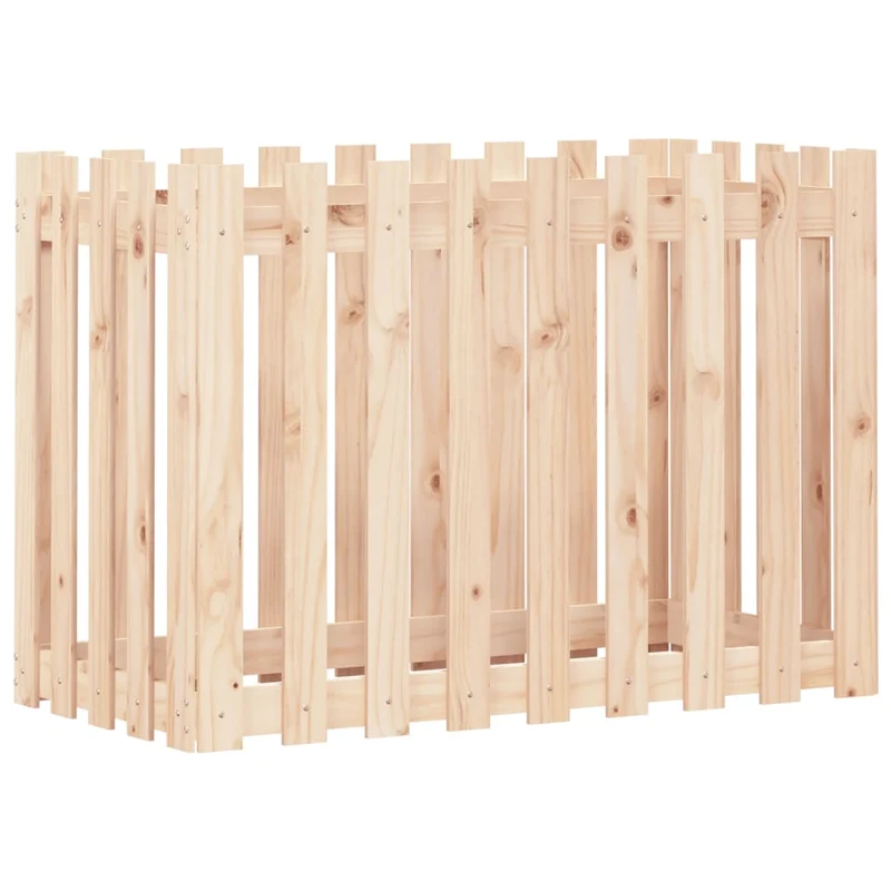 Arriate Elevado Jardín Con Valla Madera Maciza Pino 100x50x70cm