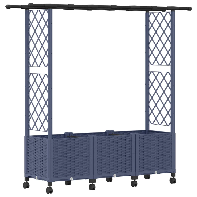 Cama Elevada Con Trellis Y Techo Gris 162,5 X 40 X 142 Cm Pp