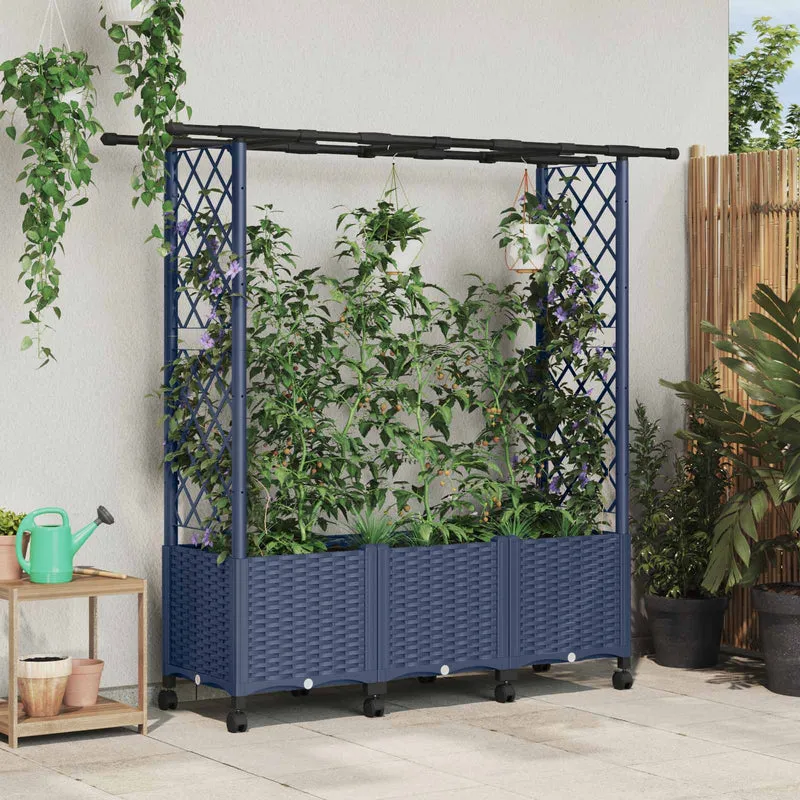 Cama Elevada Con Trellis Y Techo Gris 162,5 X 40 X 142 Cm Pp