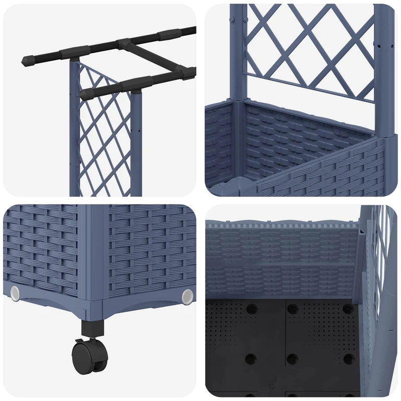 Cama Elevada Con Trellis Y Techo Gris 162,5 X 40 X 142 Cm Pp