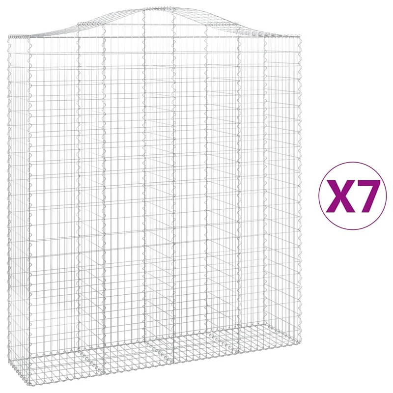Cestas De Gaviones 7 Uds Forma De Arco Hierro 200x50x220/240 Cm