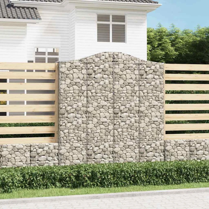 Cestas De Gaviones 7 Uds Forma De Arco Hierro 200x50x220/240 Cm