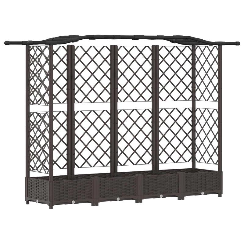 Cama Elevada Con Trellis Y Techo Marrón 203,5 X 40 X 123 Cm Pp