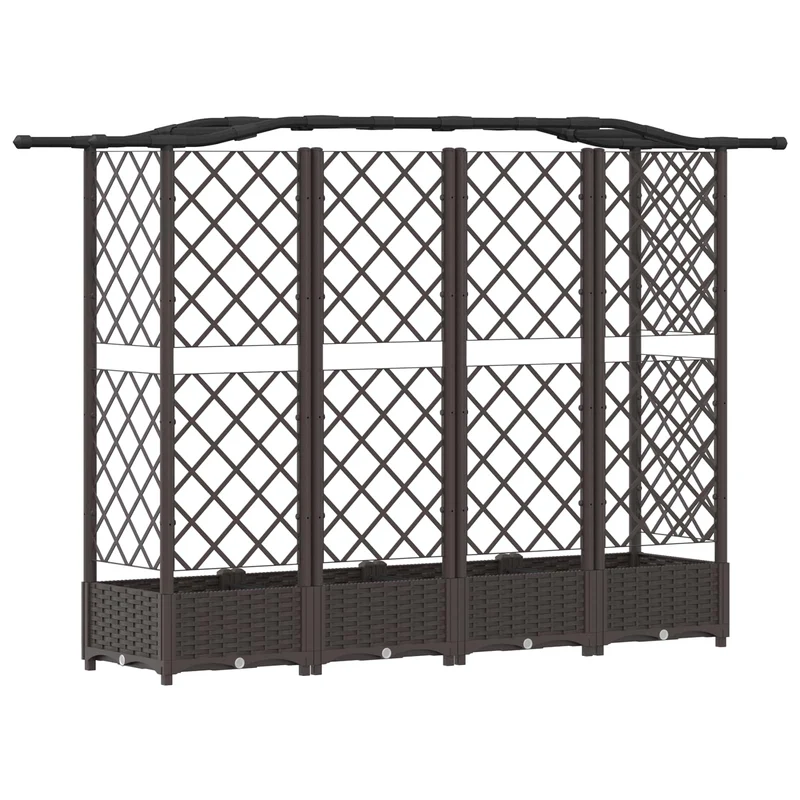 Cama Elevada Con Trellis Y Techo Marrón 203,5 X 40 X 123 Cm Pp