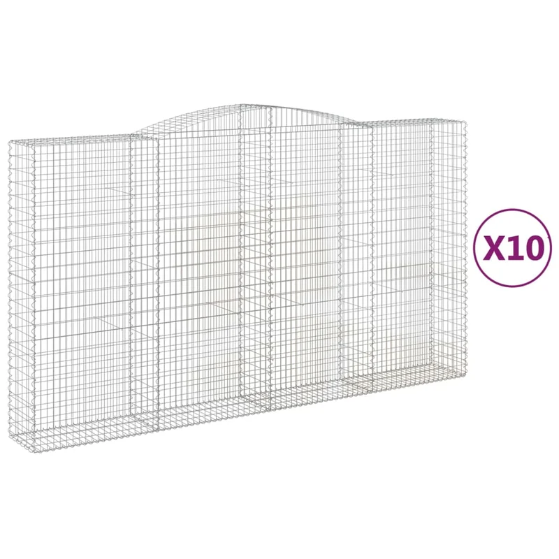 Cestas De Gaviones 10 Uds Forma De Arco Hierro 400x50x220/240cm