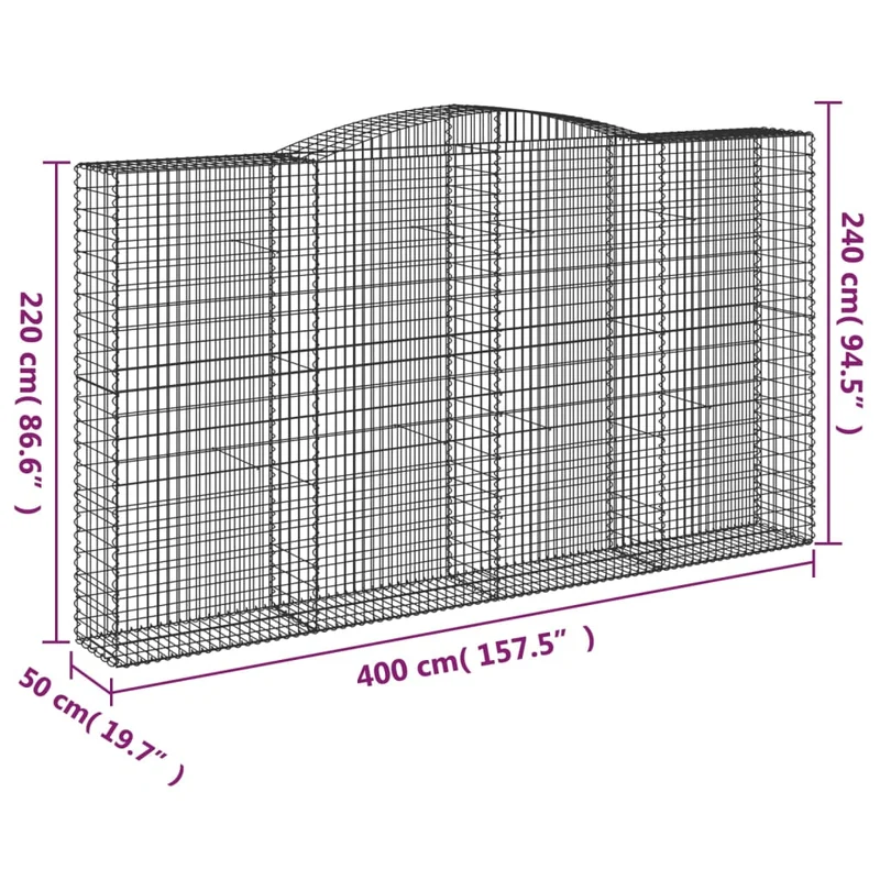 Cestas De Gaviones 10 Uds Forma De Arco Hierro 400x50x220/240cm