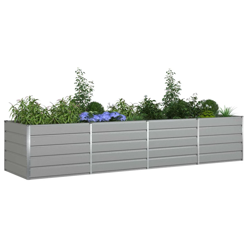 Jardinera Gris Claro 385 X 100 X 75 Cm Acero Galvanizado