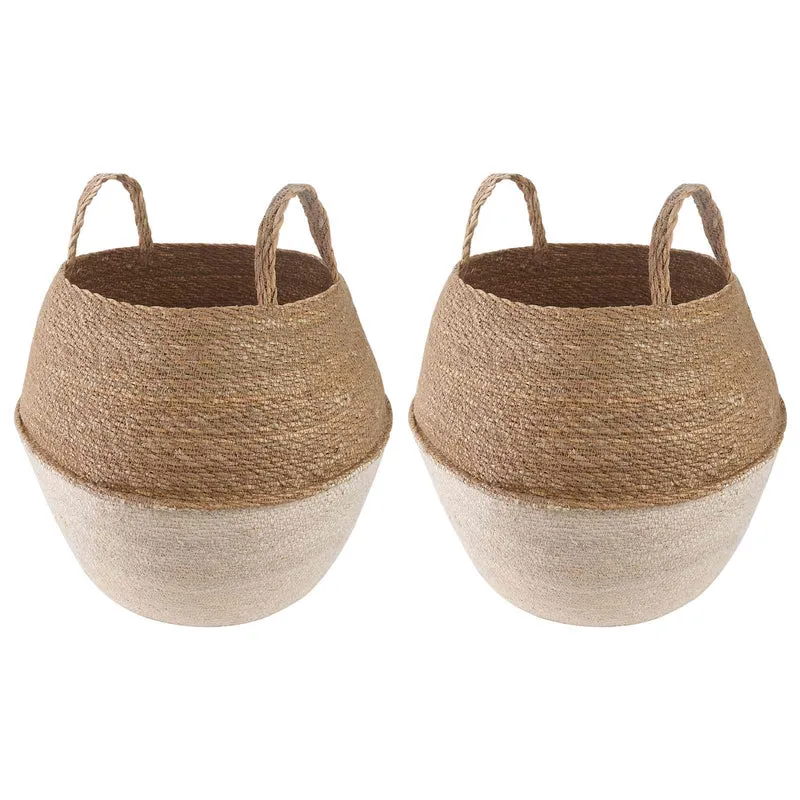 Maceta Con Asas 2 Uds. Blanco Ø 32 X 32 Cm 100% Hierba Marina