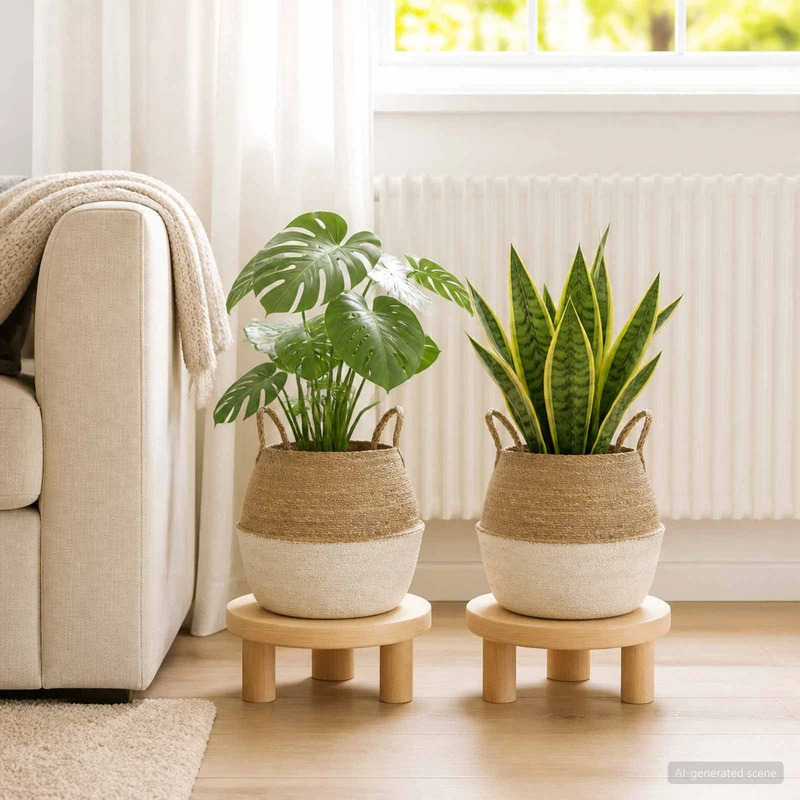 Maceta Con Asas 2 Uds. Blanco Ø 32 X 32 Cm 100% Hierba Marina