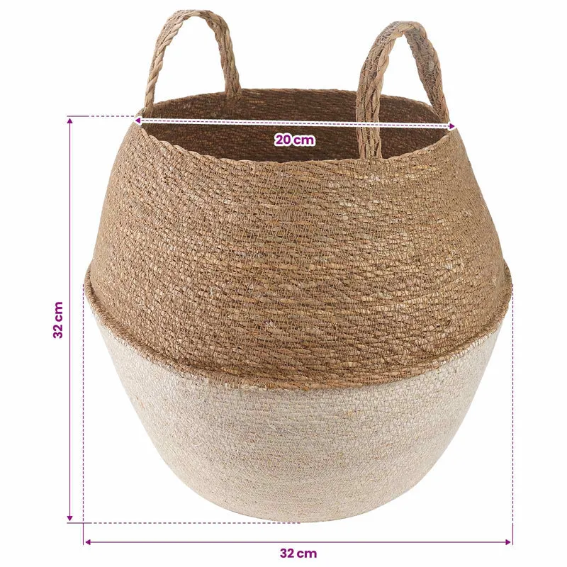 Maceta Con Asas 2 Uds. Blanco Ø 32 X 32 Cm 100% Hierba Marina