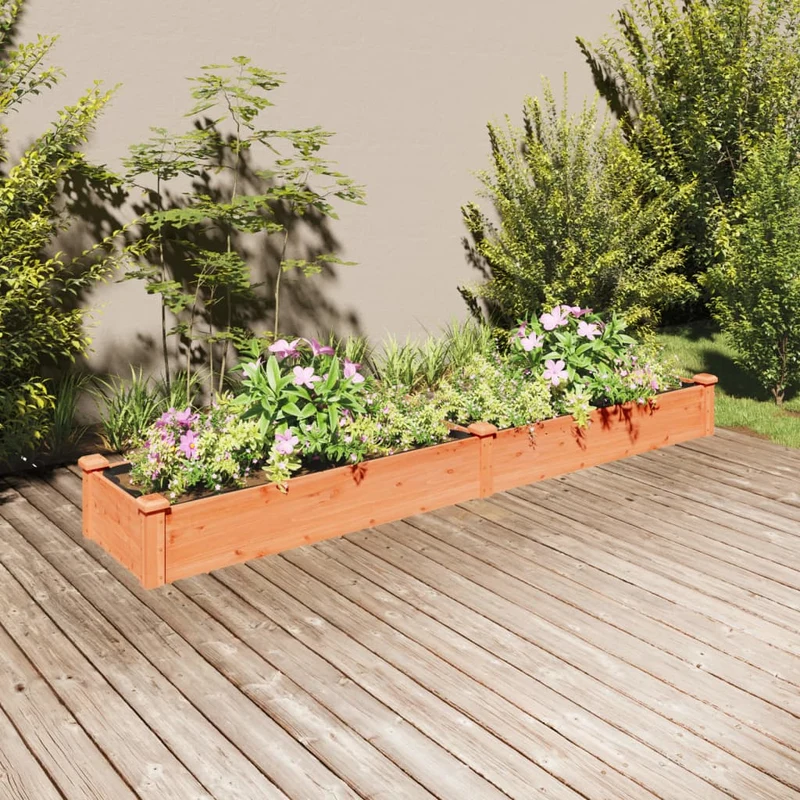 Jardinera Arriate Con Forro Madera Abeto Marrón 240x45x25 Cm