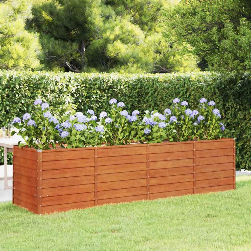 Arriate Oxidado De Acero Corten 320x80x77 Cm
