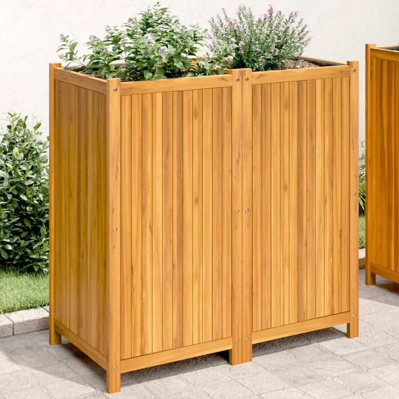 Jardinera Con Forro Madera Maciza De Acacia 100x50x100 Cm