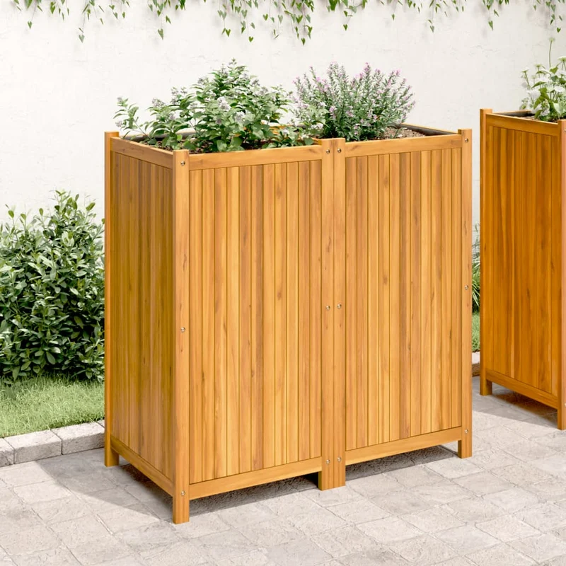Jardinera Con Forro Madera Maciza De Acacia 100x50x100 Cm