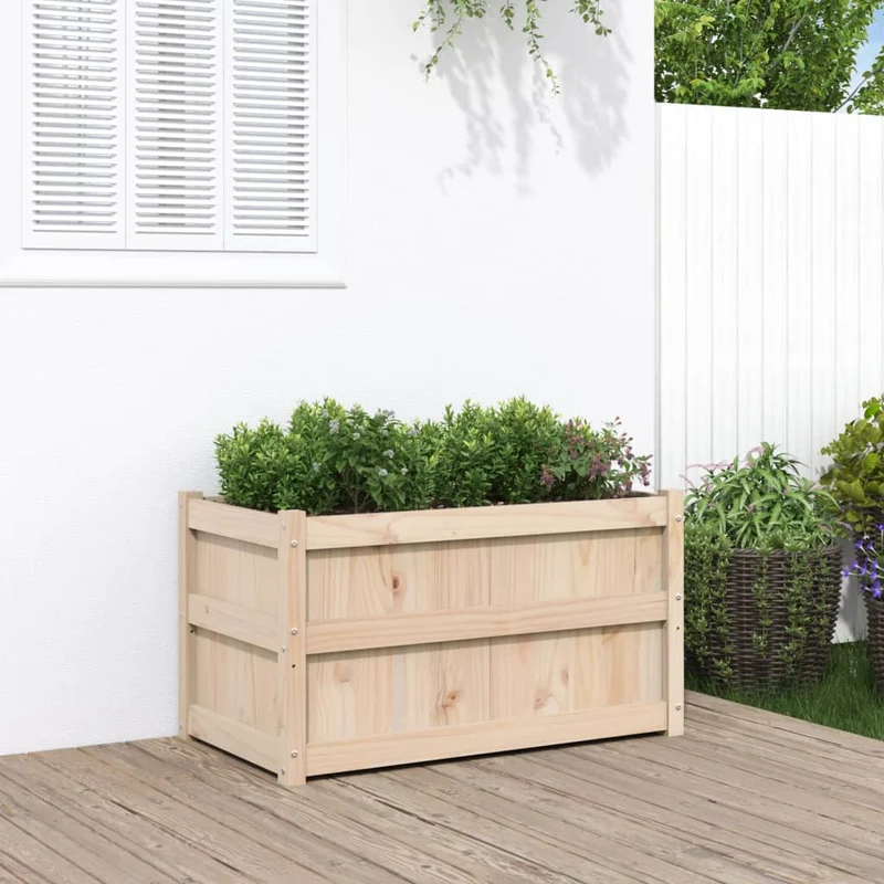Jardinera De Madera Maciza De Pino 90x50x50 Cm