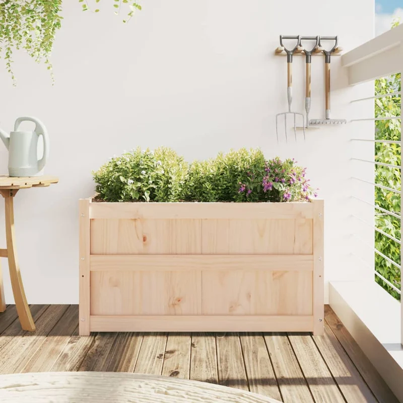Jardinera De Madera Maciza De Pino 90x50x50 Cm