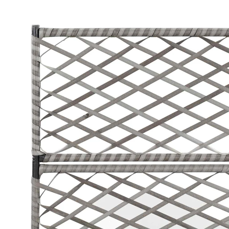 Enrejado Y Arriate 3 Macetas Ratán Sintético Gris 83x30x130 Cm