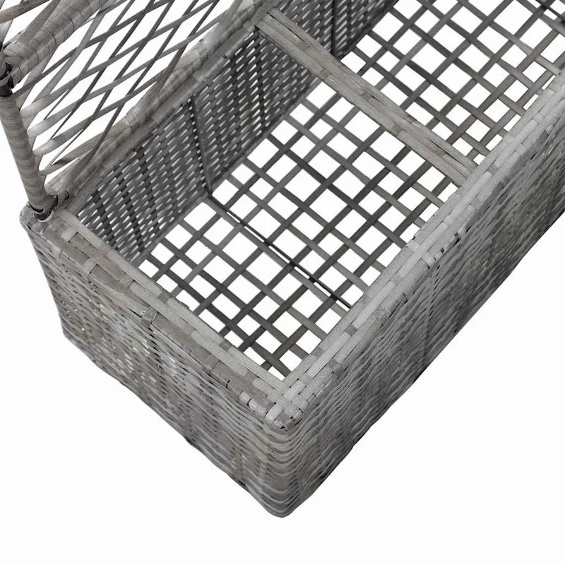 Enrejado Y Arriate 3 Macetas Ratán Sintético Gris 83x30x130 Cm
