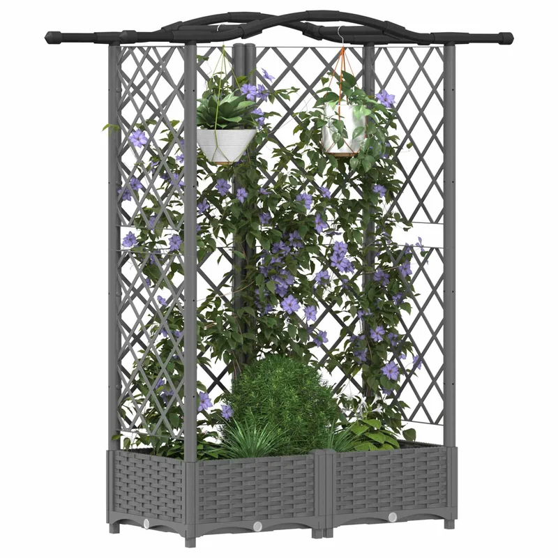 Cama Elevada Con Trellis Y Techo Gris Claro 124 X 40 X 123 Cm