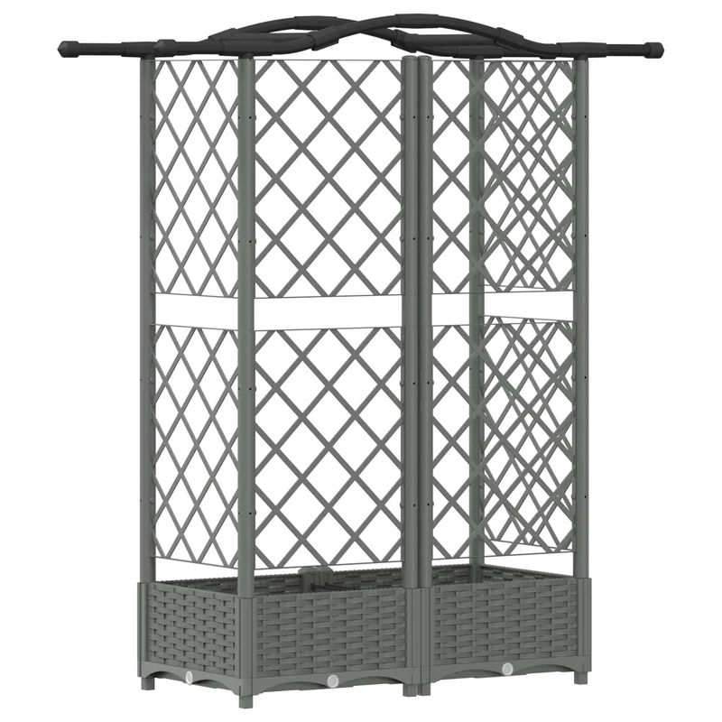 Cama Elevada Con Trellis Y Techo Gris Claro 124 X 40 X 123 Cm