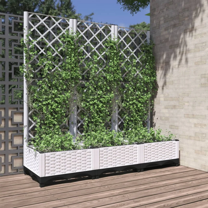 Macetero De Jardín Blanco 120 X 40 X 121,5 Cm