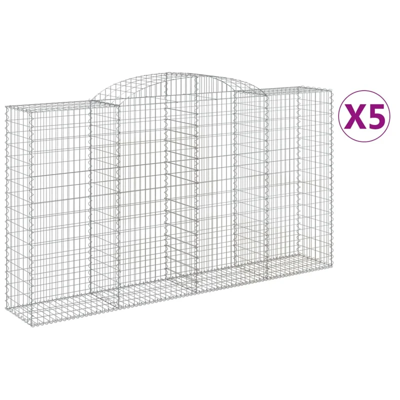 Cestas De Gaviones 5 Uds Forma De Arco Hierro 300x50x160/180 Cm