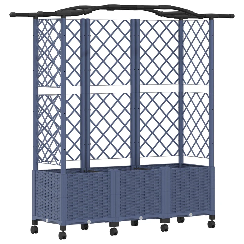 Cama Elevada Con Trellis Y Techo Gris 163 X 40 X 144 Cm Pp