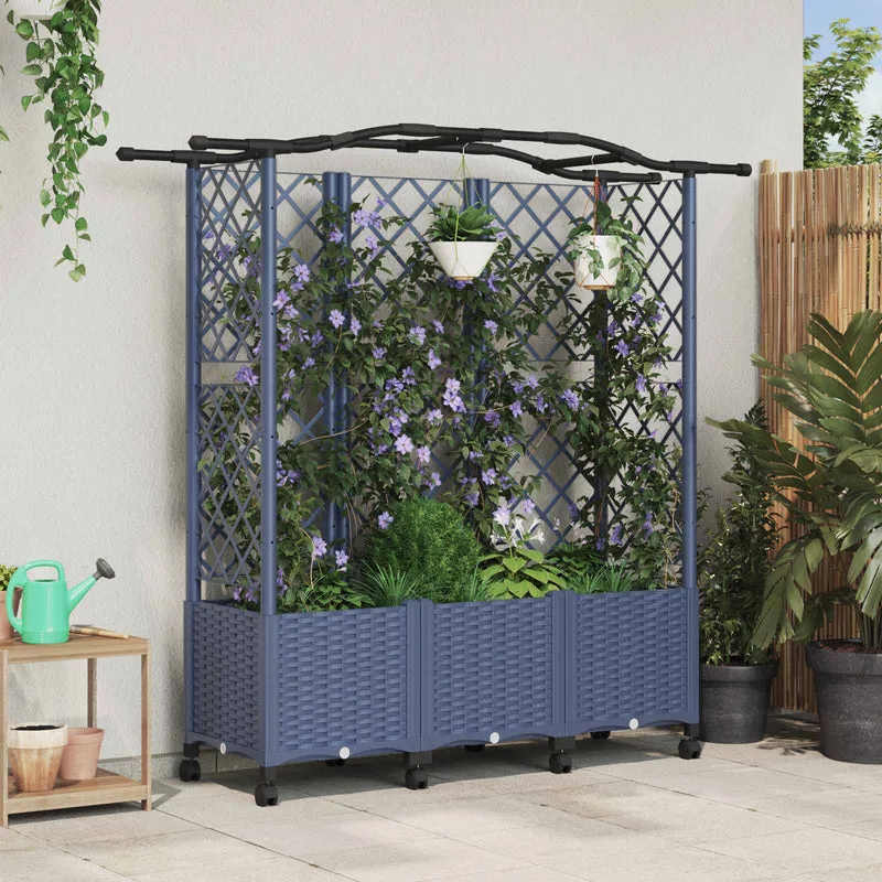 Cama Elevada Con Trellis Y Techo Gris 163 X 40 X 144 Cm Pp