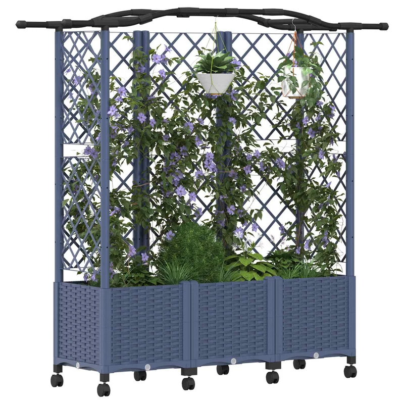 Cama Elevada Con Trellis Y Techo Gris 163 X 40 X 144 Cm Pp