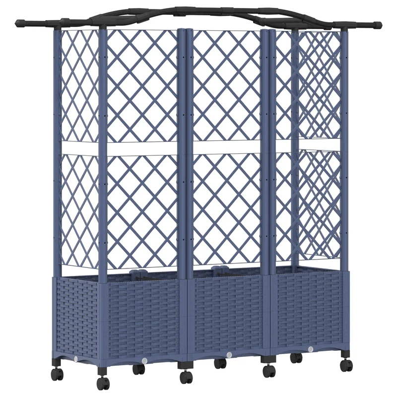Cama Elevada Con Trellis Y Techo Gris 163 X 40 X 144 Cm Pp