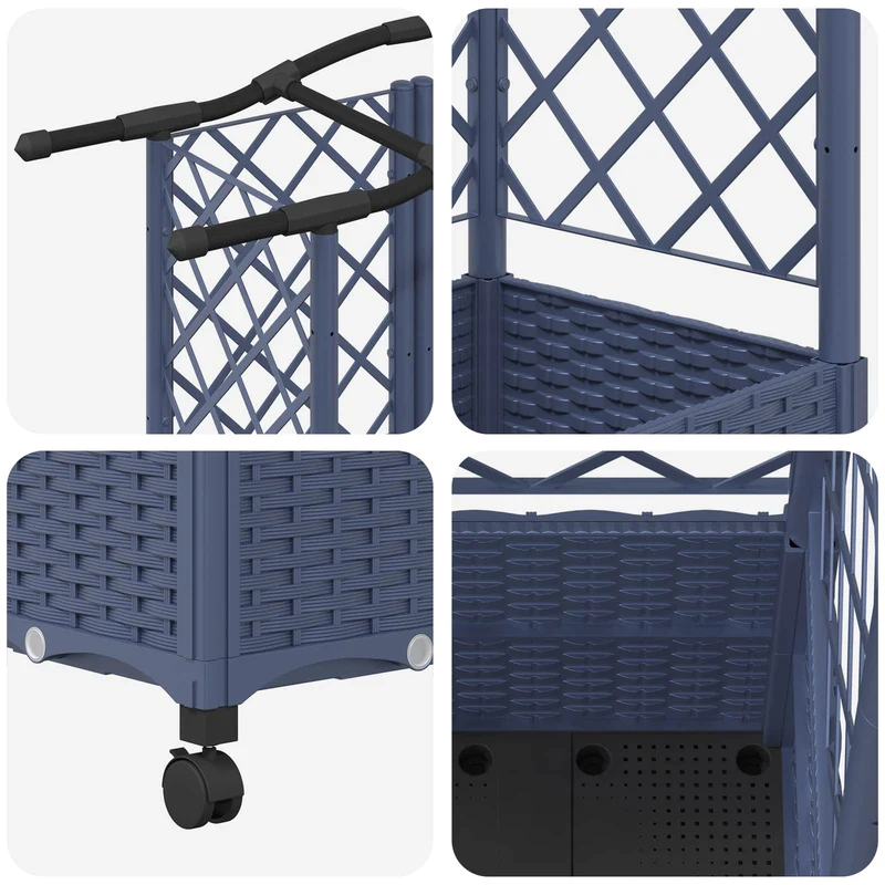 Cama Elevada Con Trellis Y Techo Gris 163 X 40 X 144 Cm Pp
