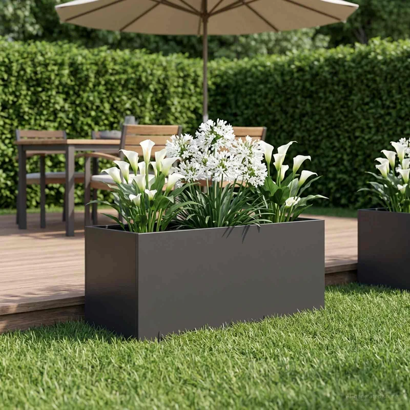 Macetero De Jardín Negro 80 X 40 X 40 Cm Acero Laminado En Frío