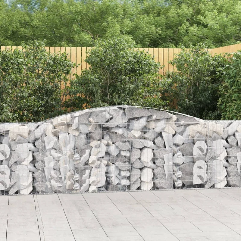 Cestas De Gaviones 8 Uds Forma De Arco Hierro 400x30x80/100 Cm