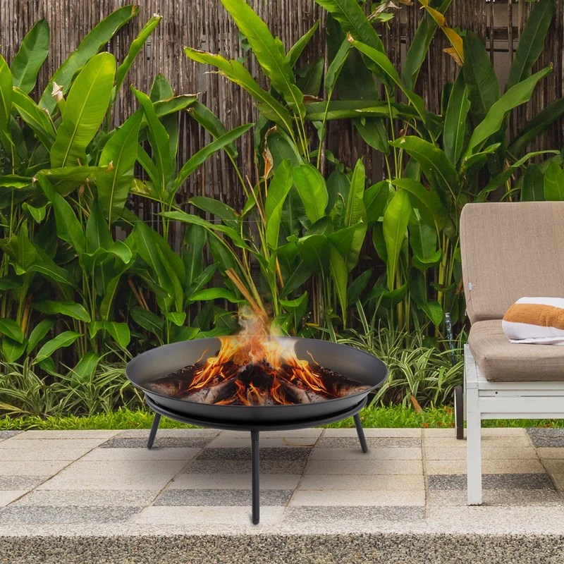 Outsunny Brasero Exterior De Jardín Con Atizador Para Hogueras Terraza Ø47x21 Cm