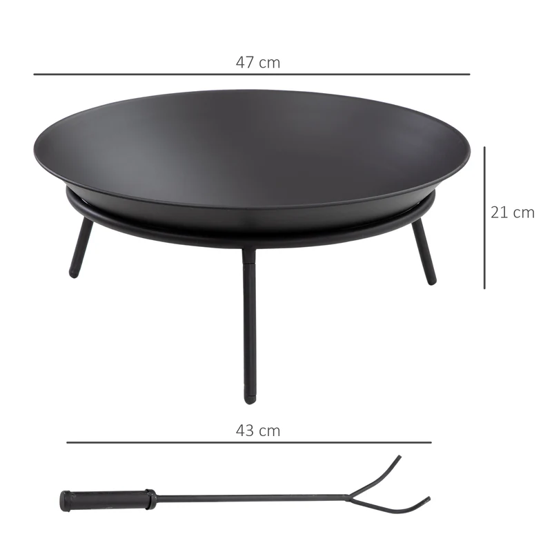 Outsunny Brasero Exterior De Jardín Con Atizador Para Hogueras Terraza Ø47x21 Cm