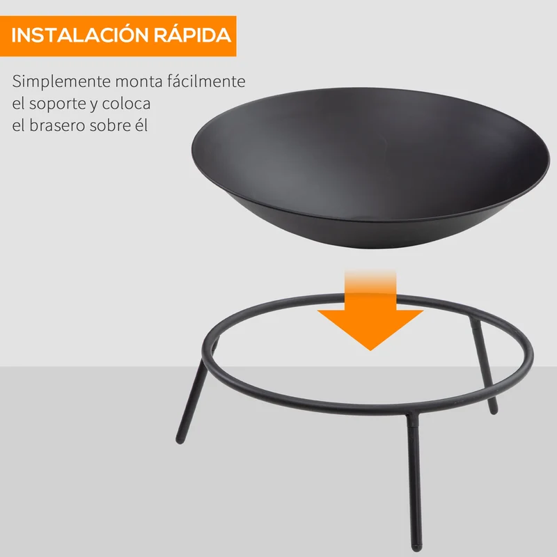 Outsunny Brasero Exterior De Jardín Con Atizador Para Hogueras Terraza Ø47x21 Cm